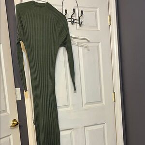 In Bloom Olive Long Sleeve Ribbed Dress